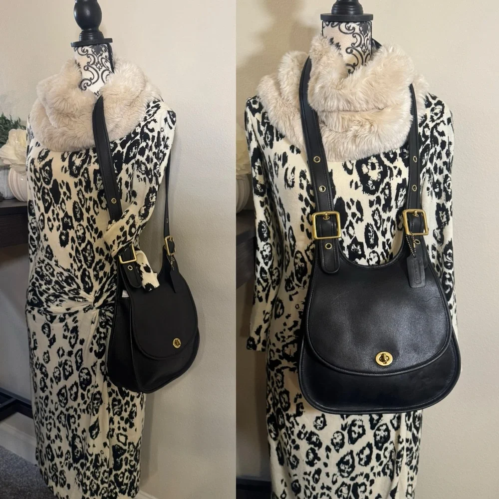 Vintage Coach Black Saddle Bag 9988 - Picture 5 of 10